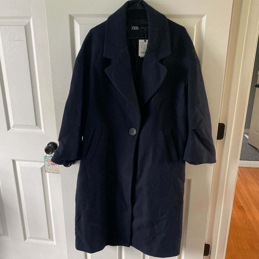 Zara trench coat navy blue new with tags